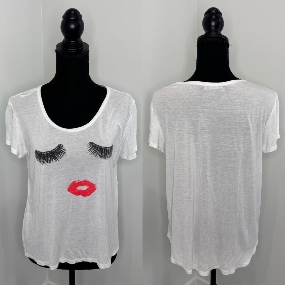 Popular Basics White Oversizes Face T-Shirt (S)